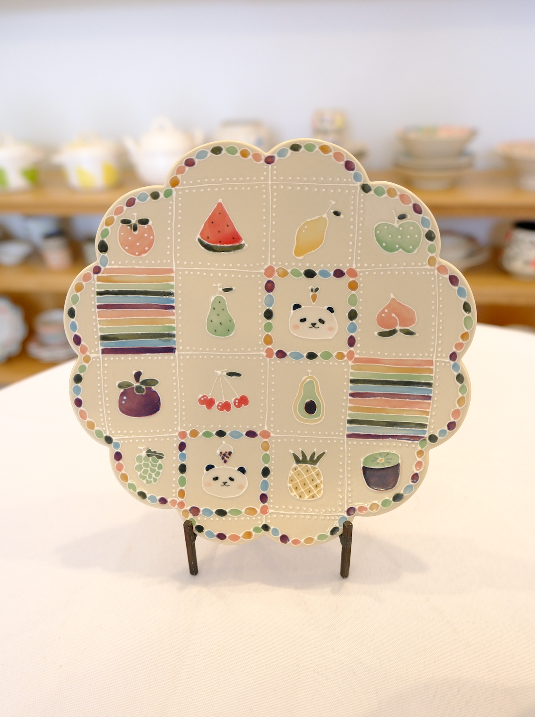 Panda Fruit Scalloped plate