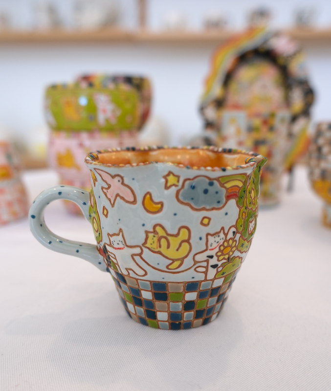 Inner-Painted Sport Plaid Cat Cup