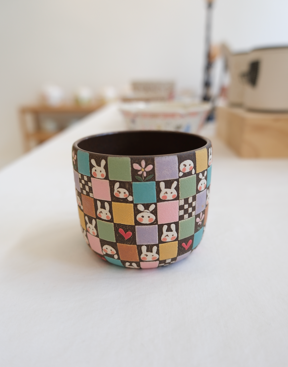 Patchwork Bunny Cup Dark Tone