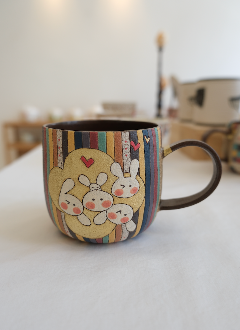 Striped Rabbit Handle Cup