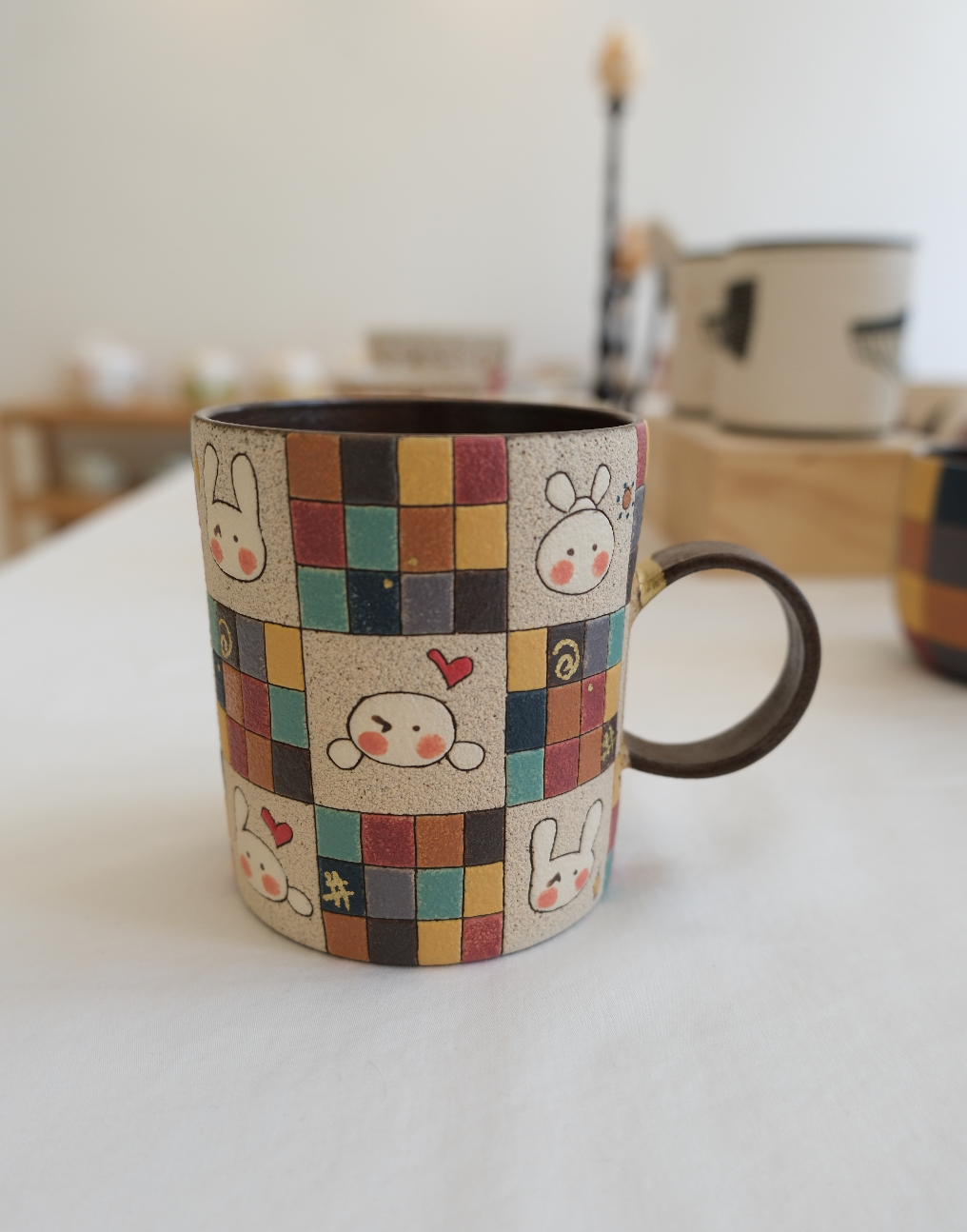 Checker Rabbit Mug