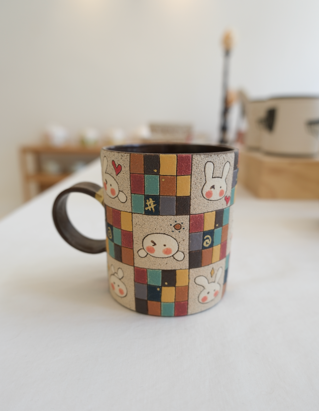 Checker Rabbit Mug