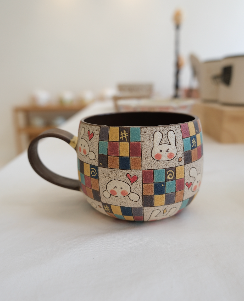 Checker Rabbit Handle Cup