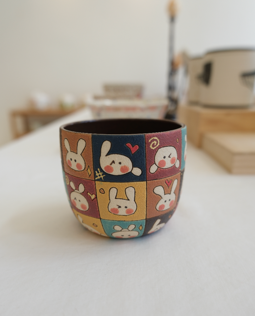Colorful Checkered Rabbit Cup