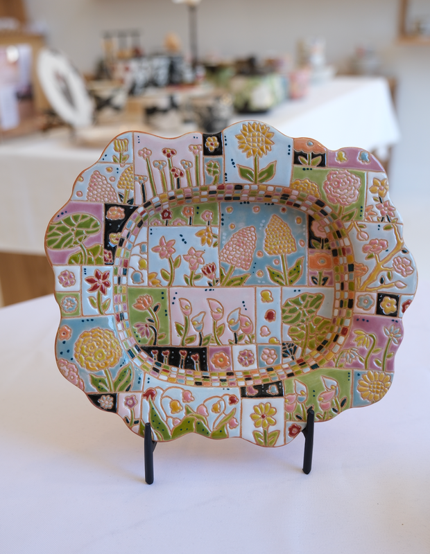 Checkered Floral Plate