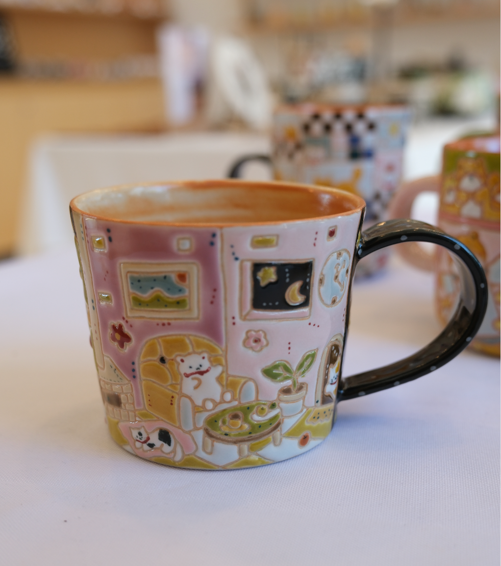 Goodnight White Clay Handle Cup