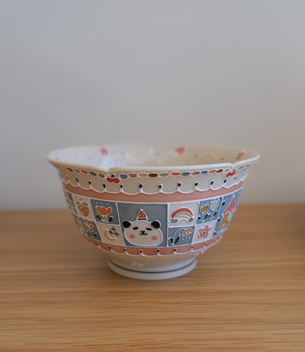 Blue & White Grid Bowl