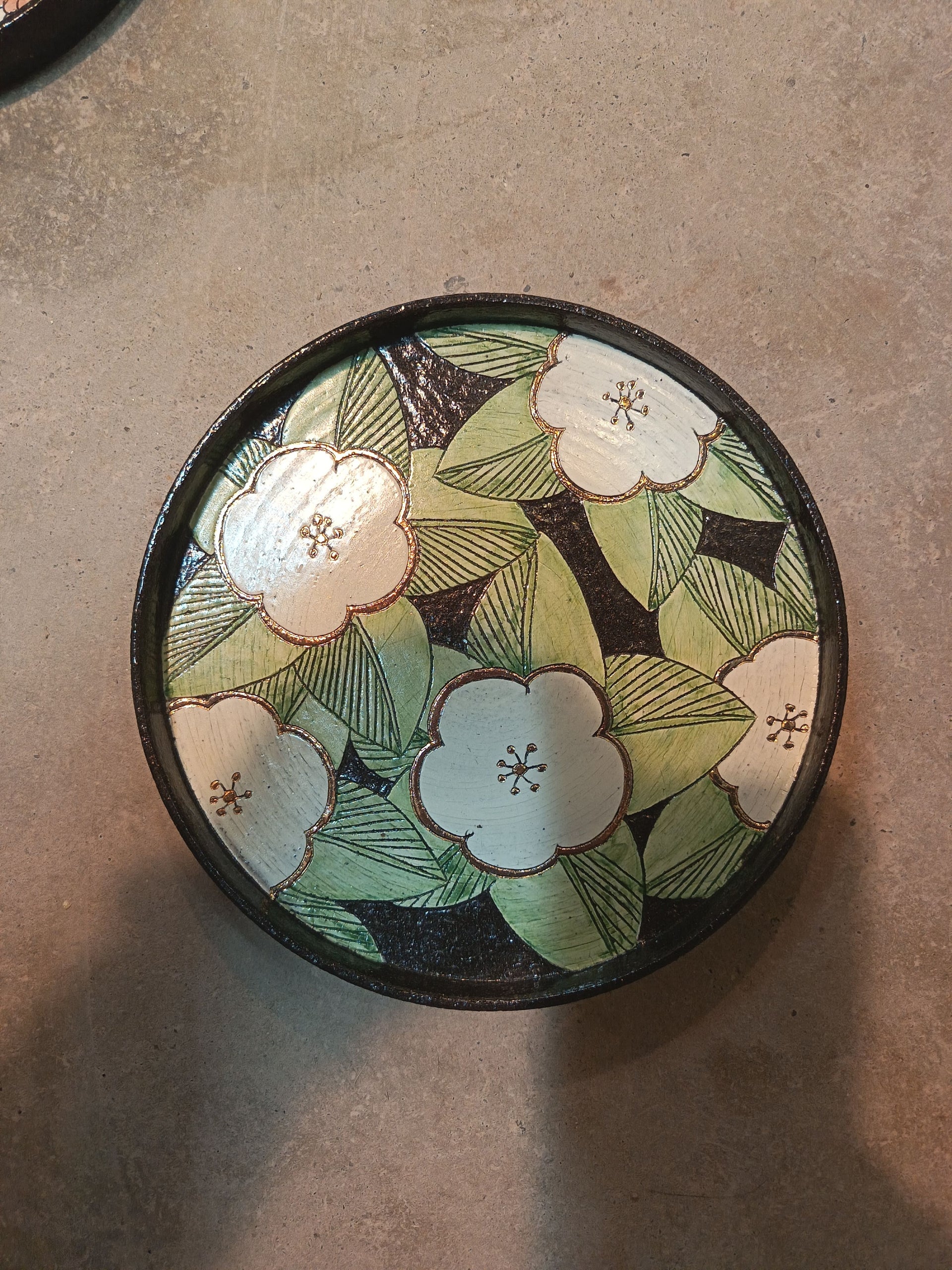 Straight Edged Plate - White Camellia