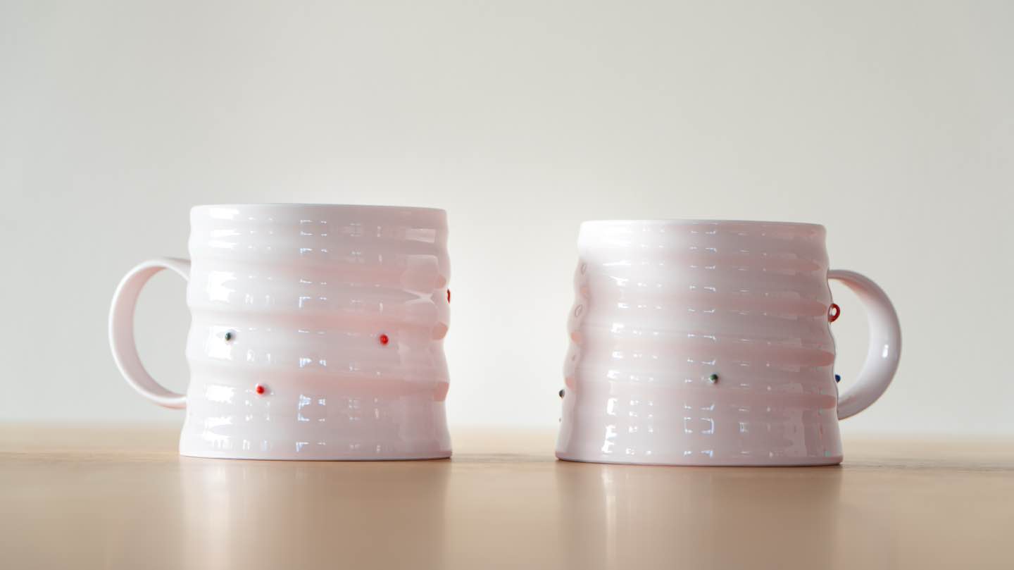Handcrafted Textured Ceramic Mug – Blush Pink