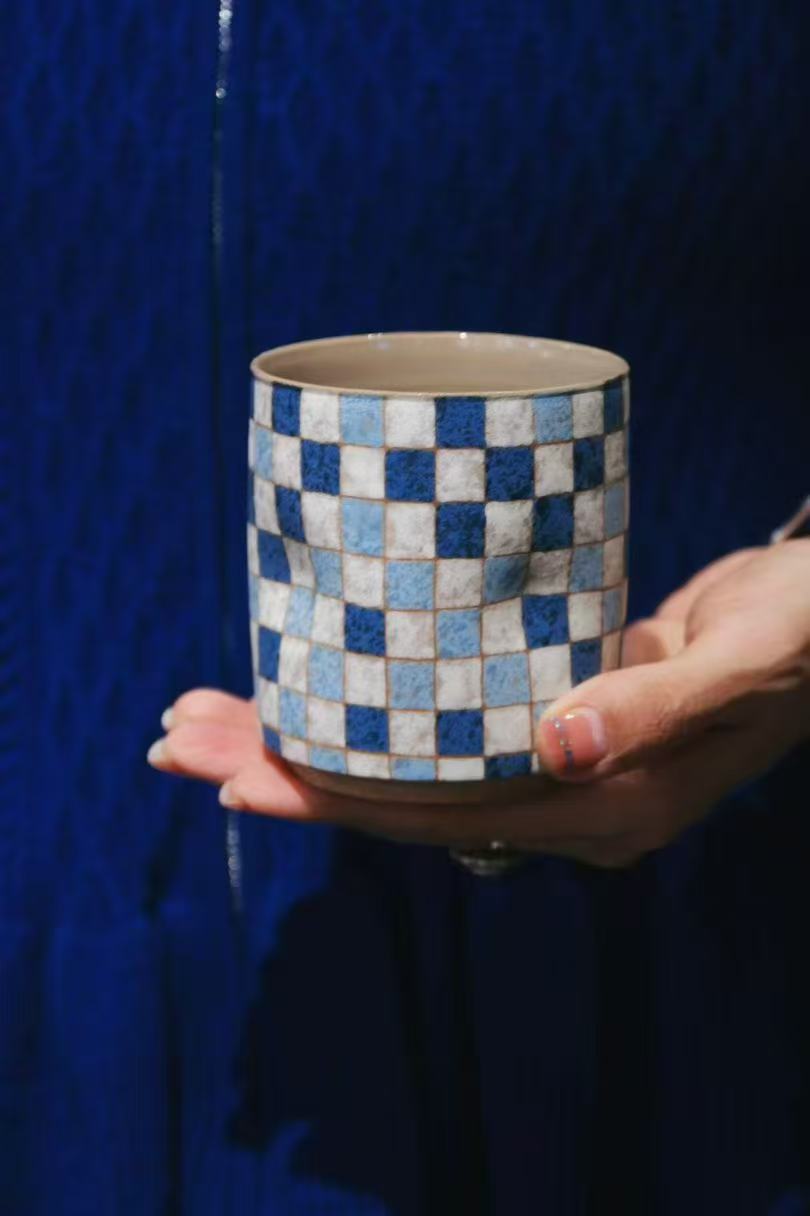 Aquamarine Gingham Pinch Cup