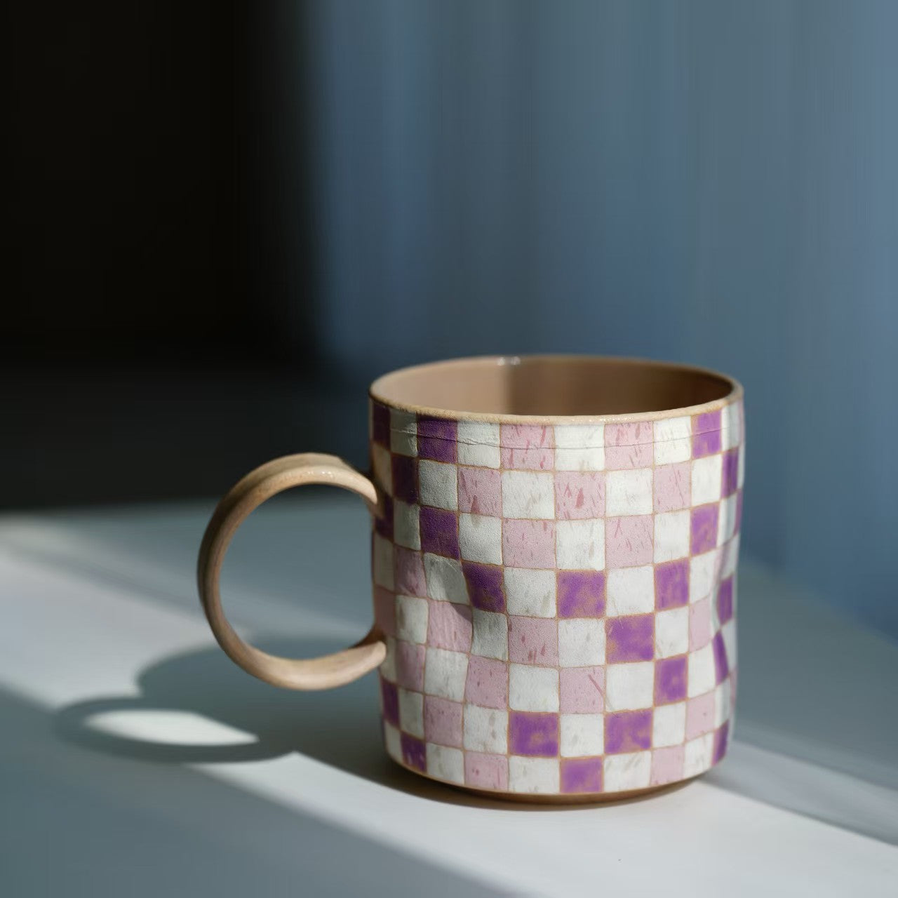Amethyst Gingham Pinch Cup with Handle