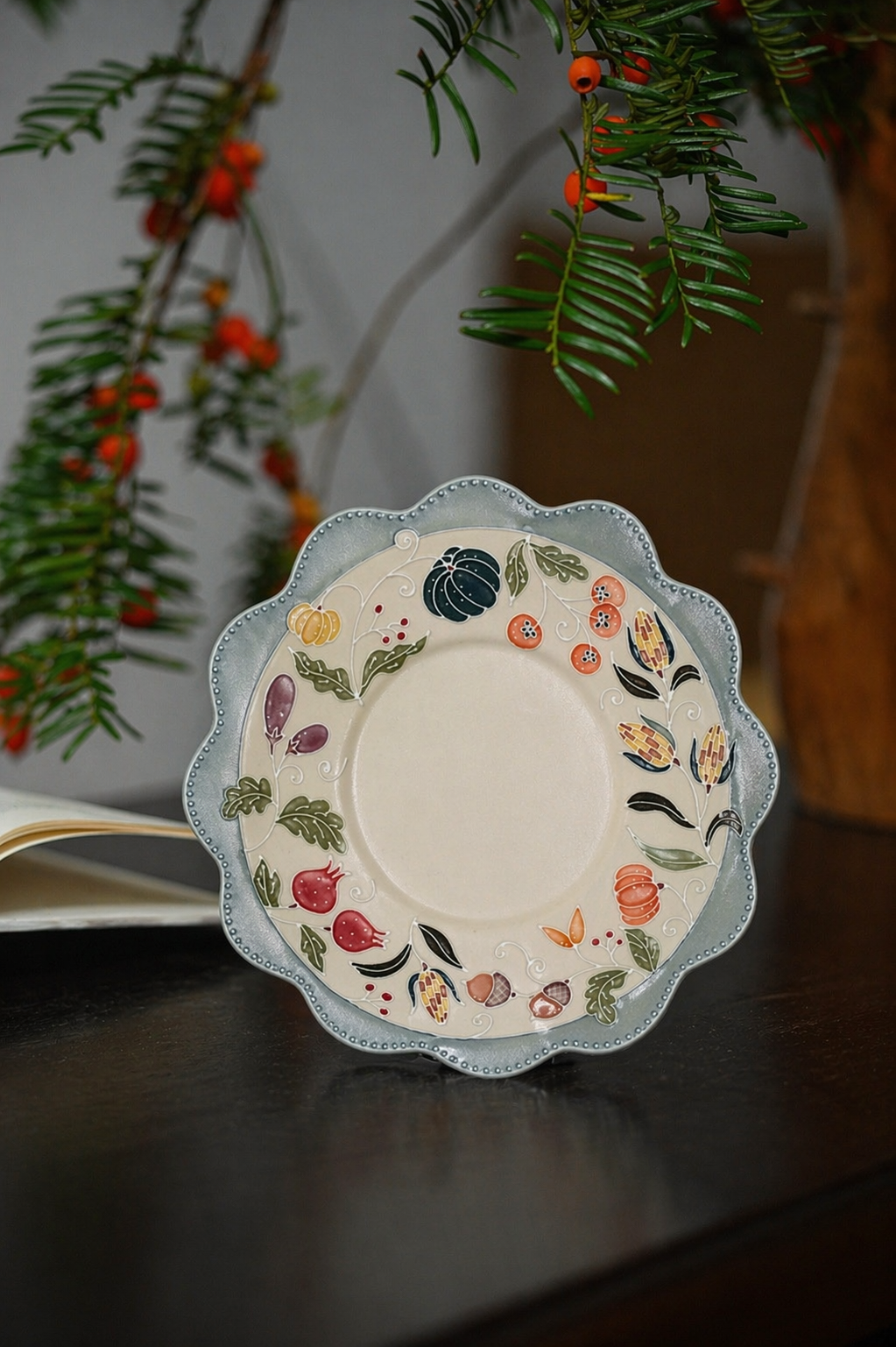 Floral Vine Series Breakfast Plate - Fruits And Vegetables