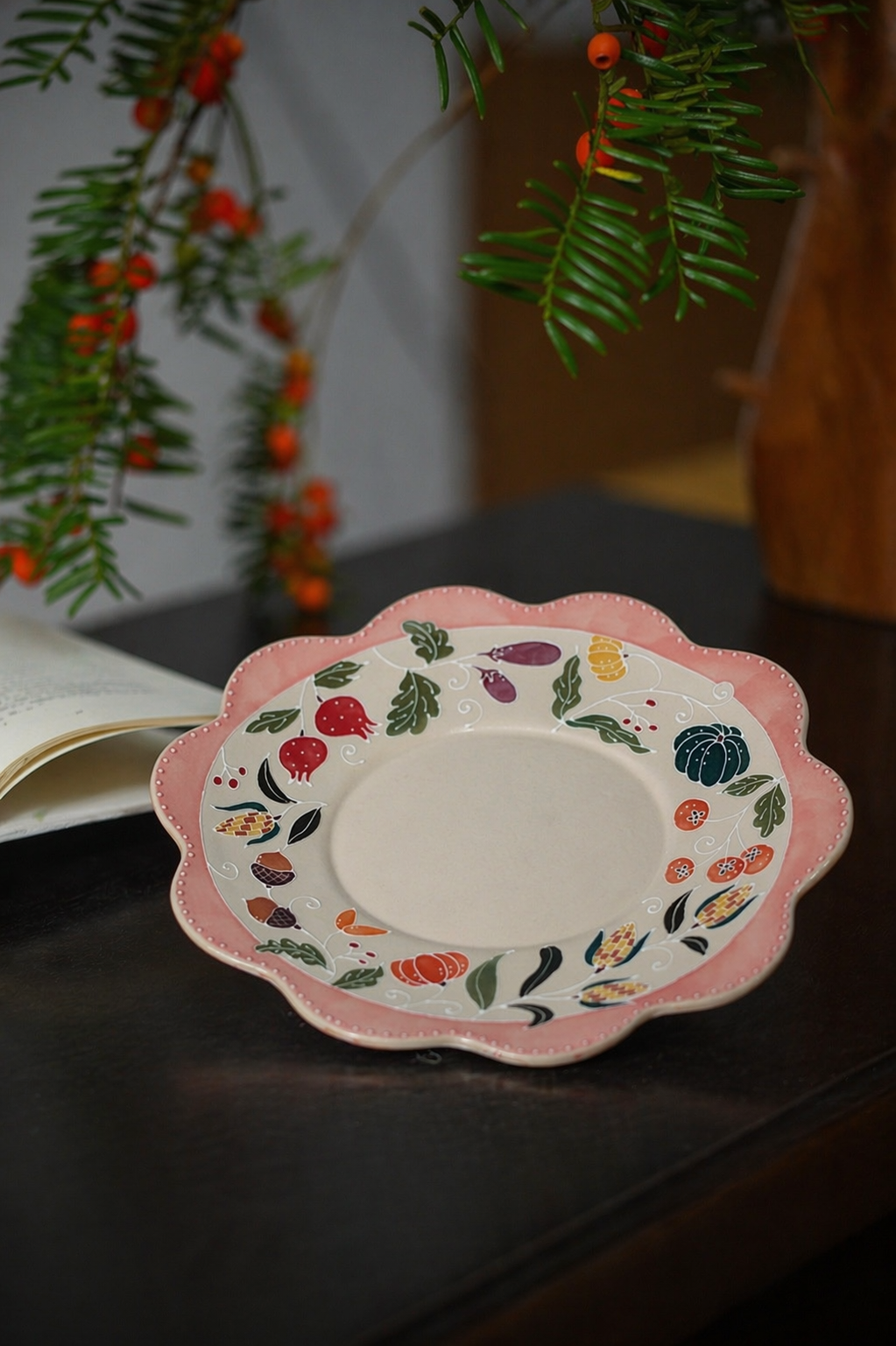 Floral Vine Series Breakfast Plate - Fruits And Vegetables